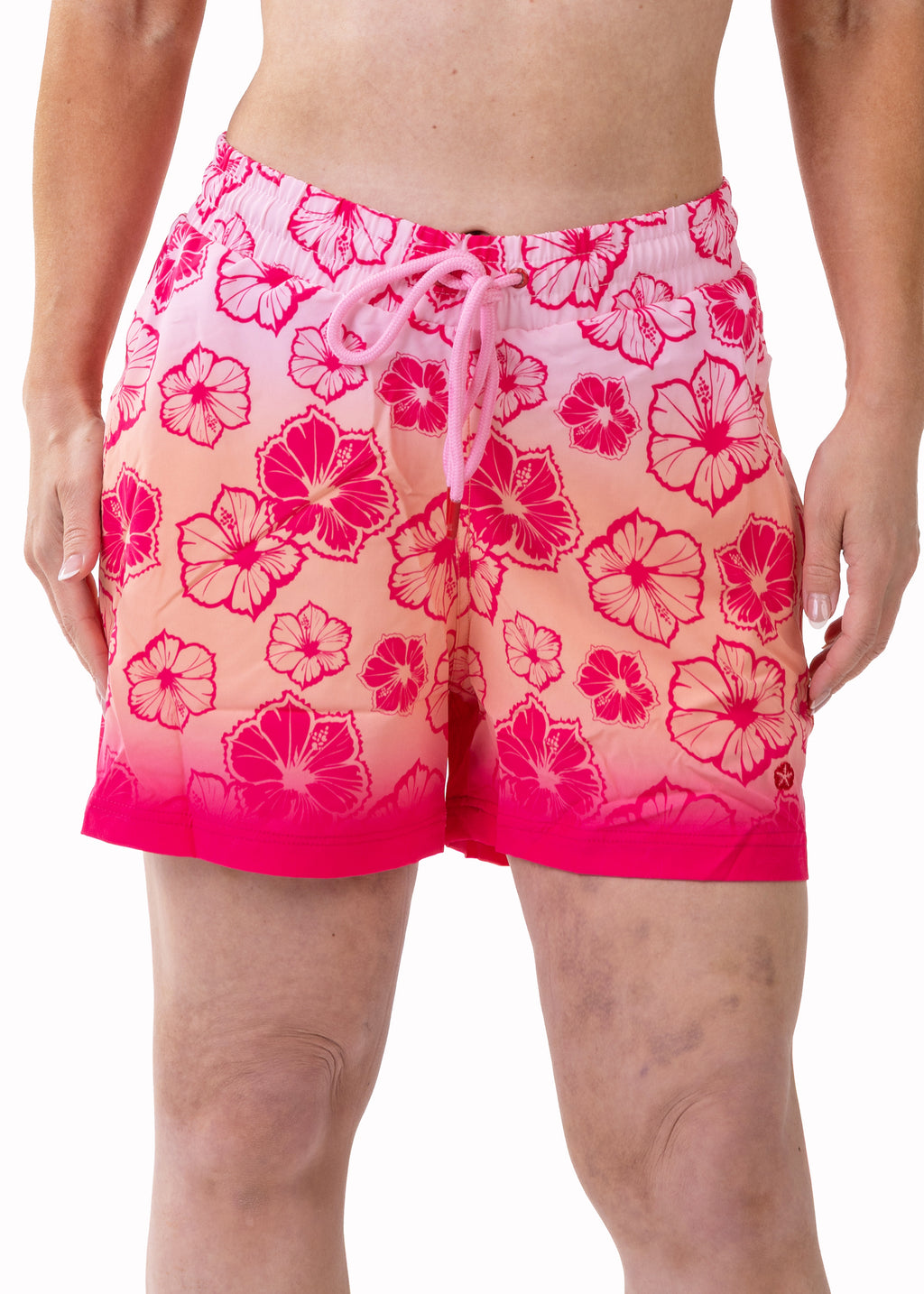Pedra Women's Swim Shorts with Compression Liner – Bright Pink Print, image 1