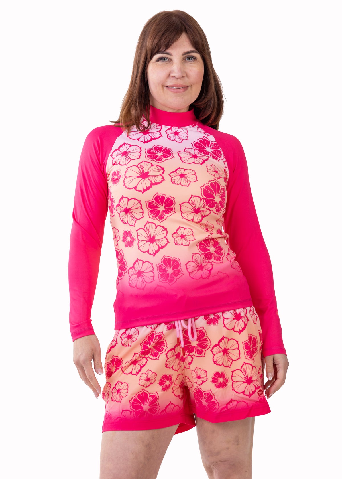 Pedra Women's Swim Shorts with Compression Liner – Bright Pink Print, image 7