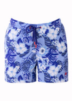 Pedra Women's Swim Shorts with Compression Liner – Flower Blue Print, image 5