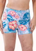 Figueira Women's Swim Hotpants – Teal Blue Print, image 1