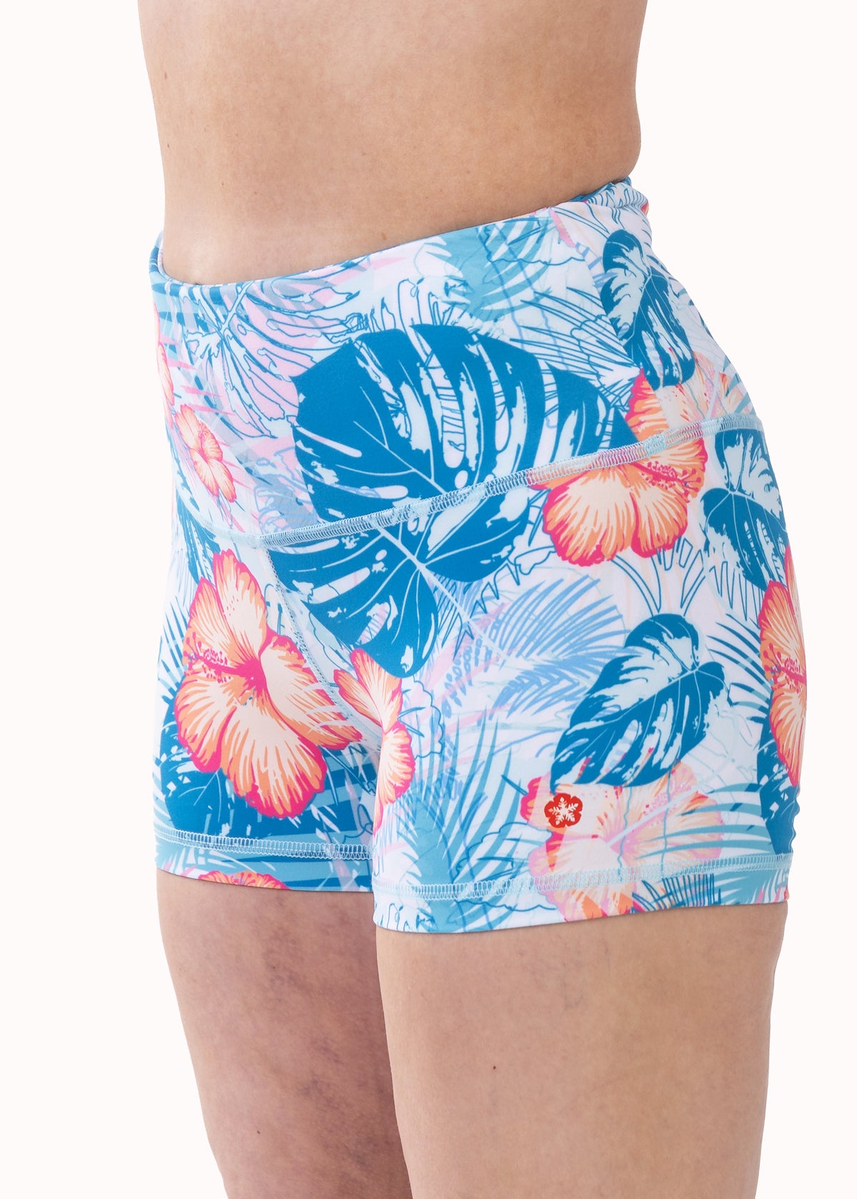 Figueira Women's Swim Hotpants – Teal Blue Print, image 3