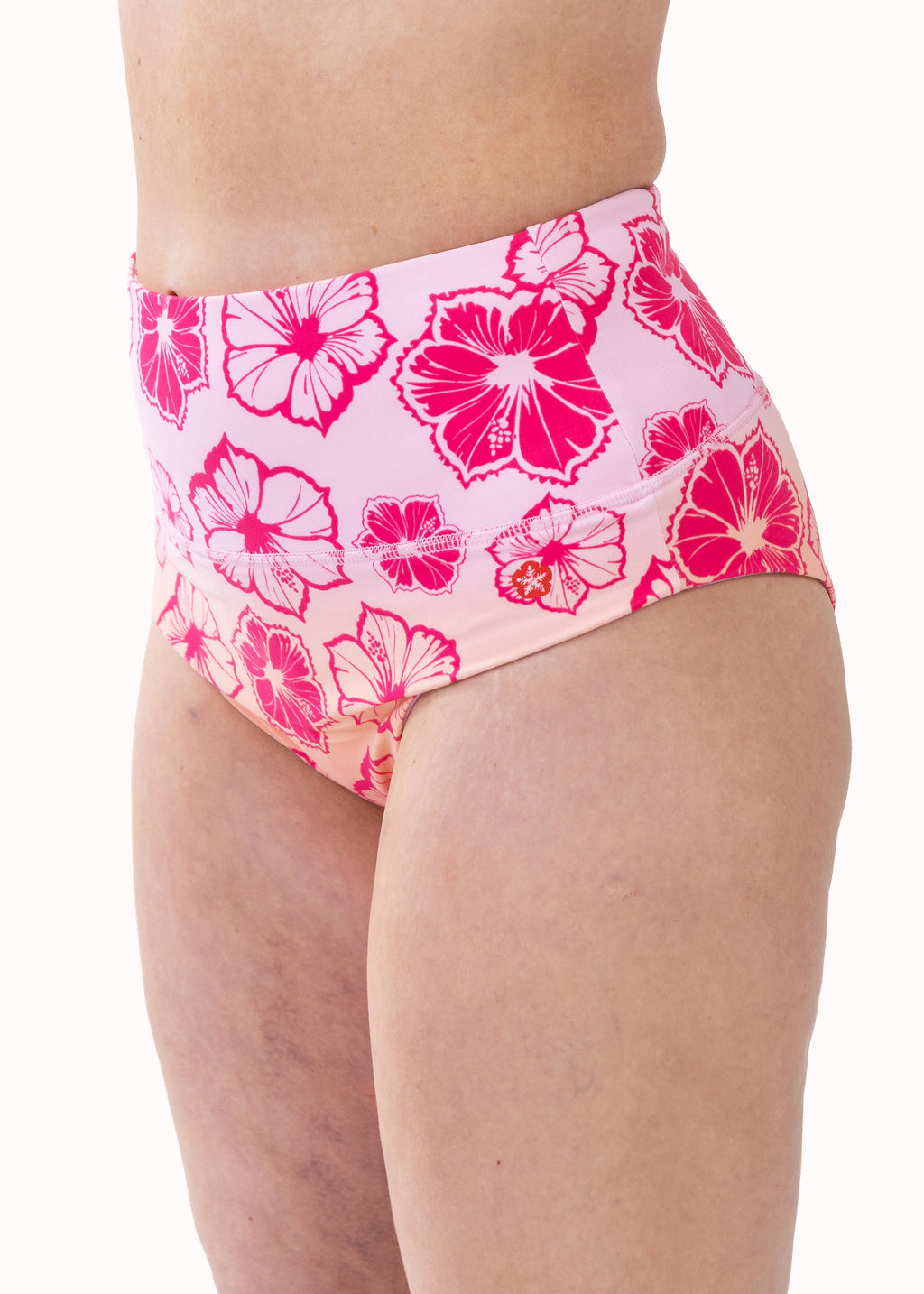 Branca Women's High-Waist Sport Bikini Bottom – Bright Pink Print, image 3