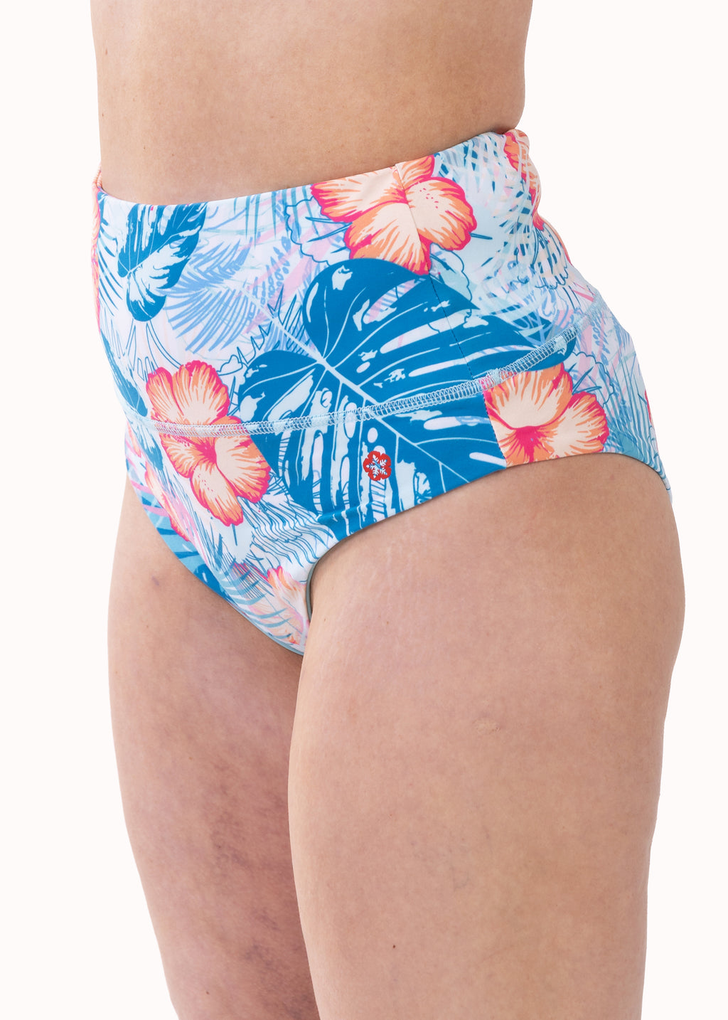 Branca Women's High-Waist Sport Bikini Bottom – Teal Blue Print, image 3
