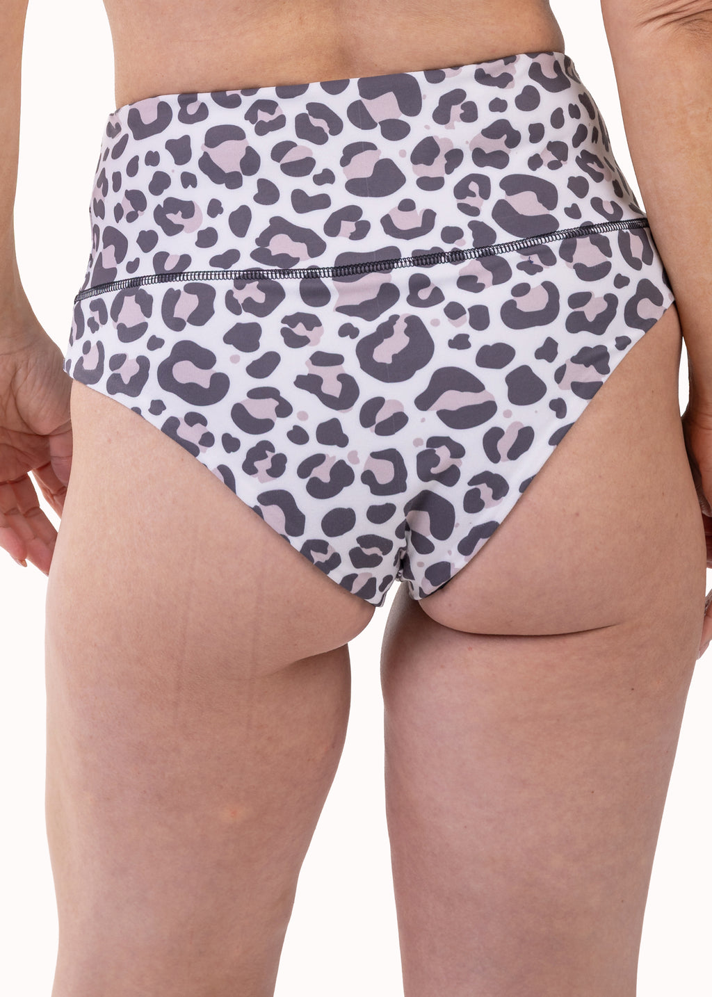 Branca Women's High-Waist Sport Bikini Bottom – Light Beige Print, image 2