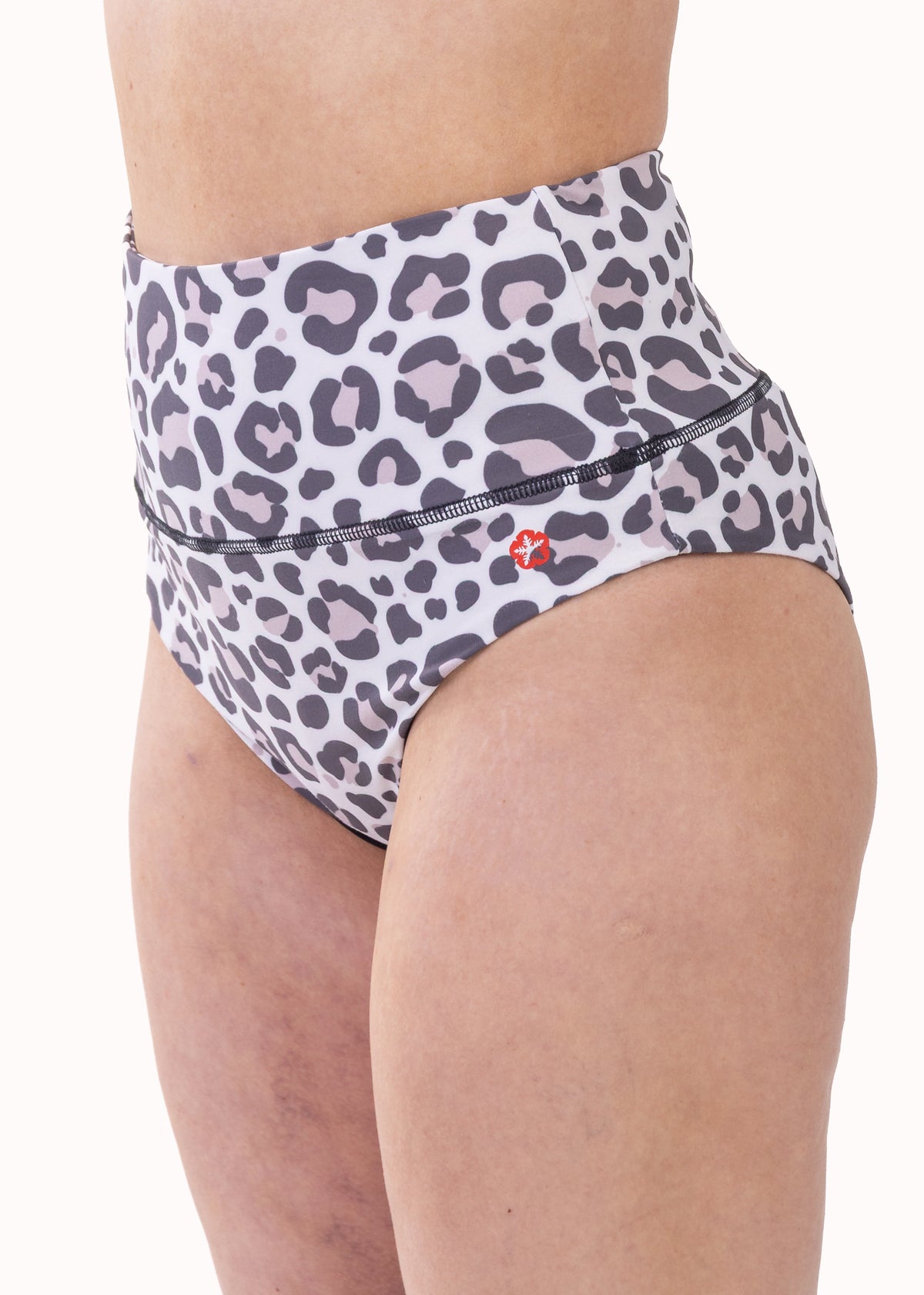 Branca Women's High-Waist Sport Bikini Bottom – Light Beige Print, image 3